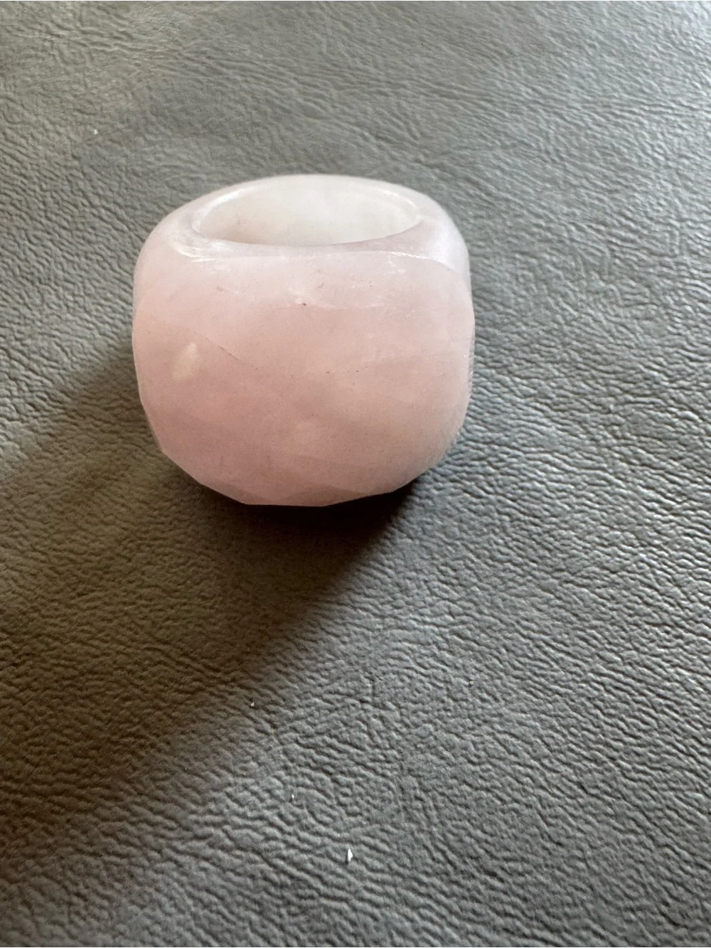 Hand Carved Pink Quartz Ring All Stone Ring. Size 7 (26g)